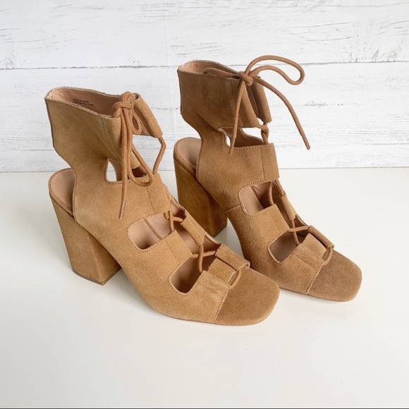 NEW Urban Outfitters Ginger Suede Lace-Up Heels - Picture 3 of 15